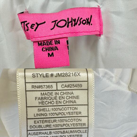 Betsey Johnson Cotton Clip Dot Sweetheart Smocked Midi Dress Size Medium Cottage - Picture 6 of 15